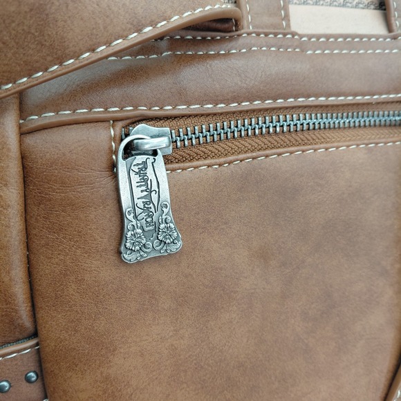Trinity Ranch Backpack Purse Bag Brown Western Tooled Leather Hyde Hair Rodeo - Picture 11 of 11